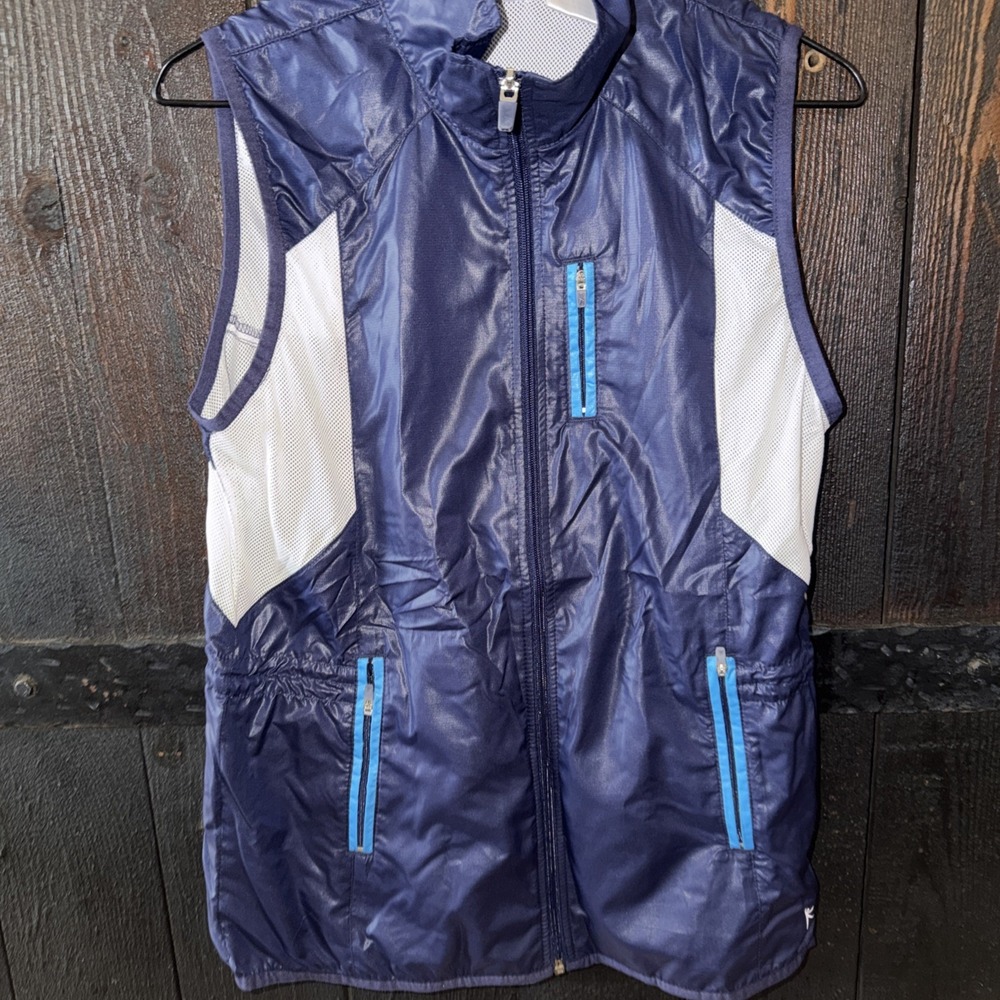Danskin Athletic Jacket Vest Women's Size Small Vented Mesh Blue Packable Q